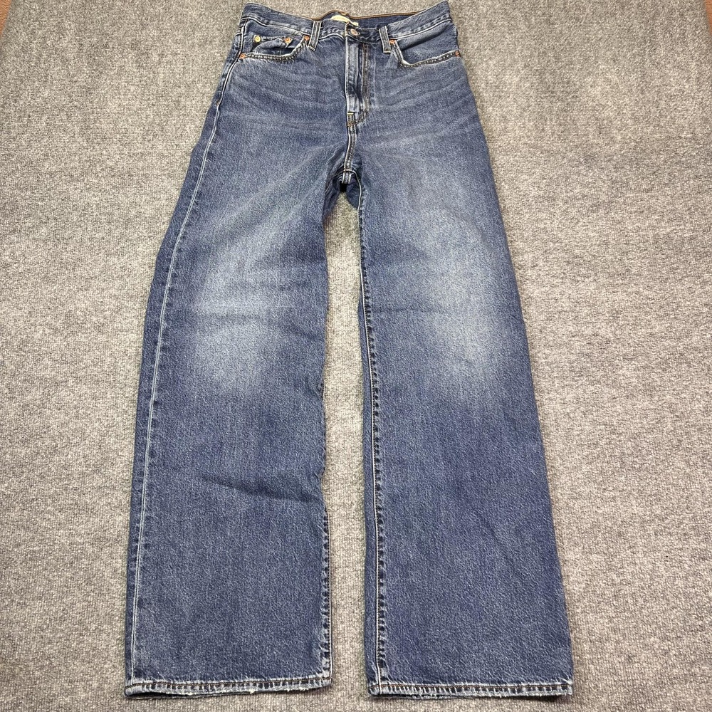 Levi's Premium Ribcage Wide Leg Big E Jeans Womens 29x34 Blue High Rise Denim